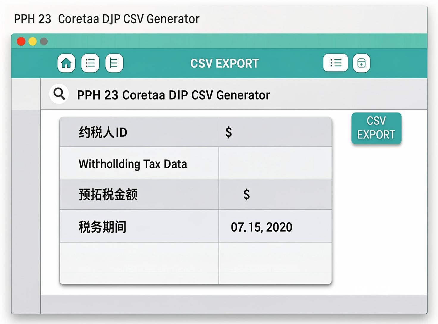 CSV Generator SPT Masa PPh 23 untuk Coretax DJP