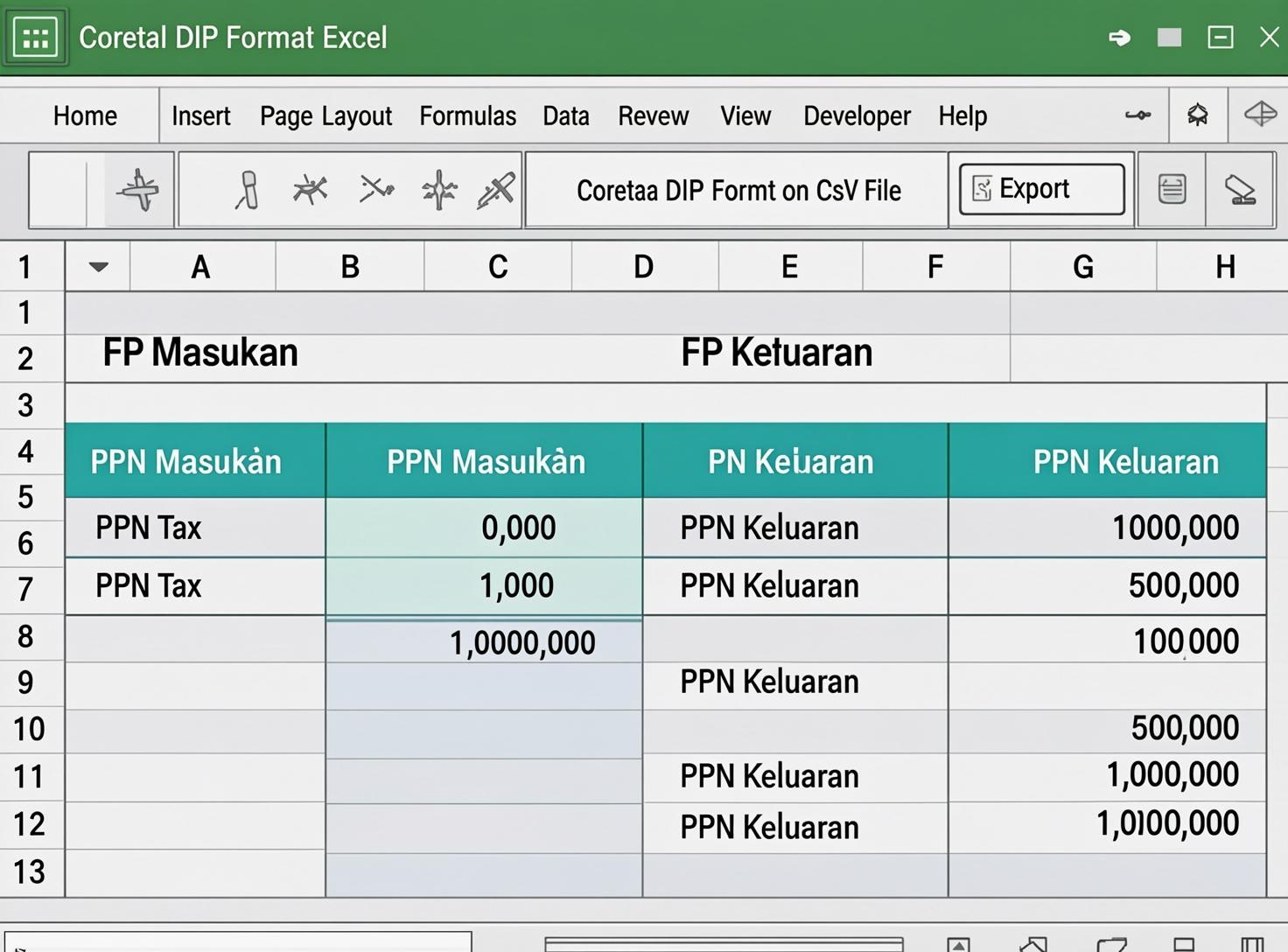 CSV Generator SPT Masa PPN 1111 untuk Coretax DJP