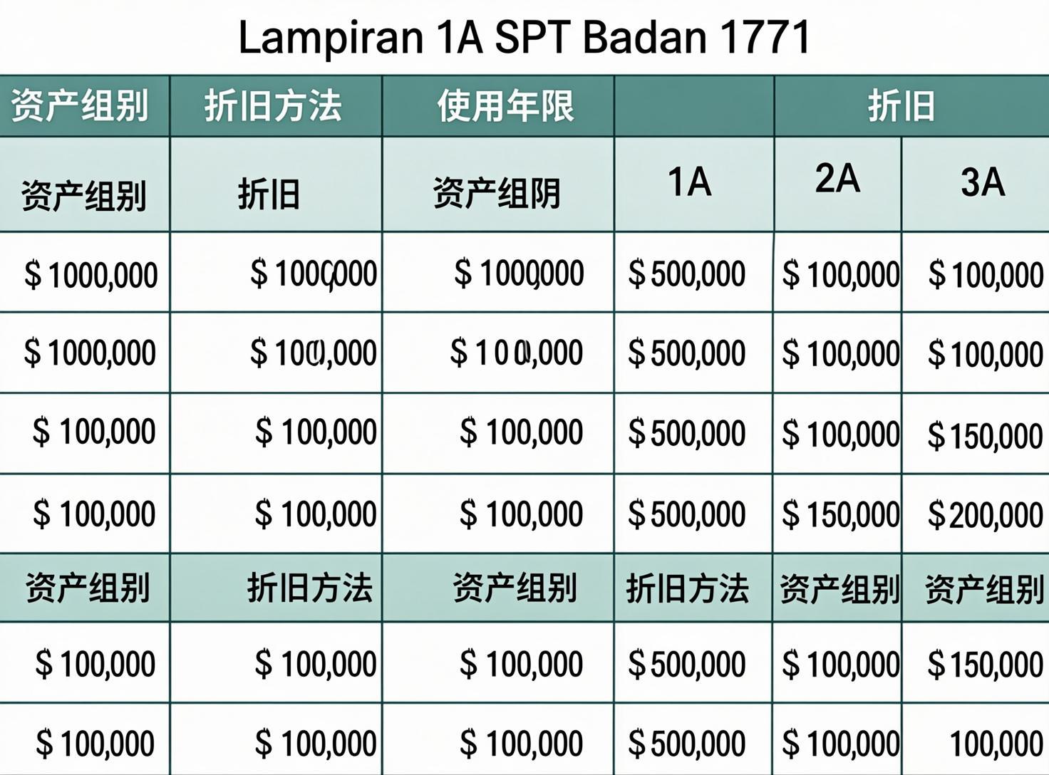 Template Lampiran 1A SPT Badan